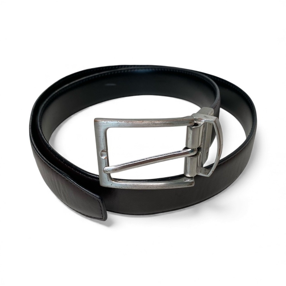 Nordstrom Reversible Leather Belt‎ Silver Buckle Classic Size 32